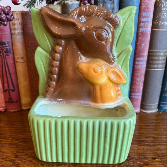 Vintage Royal Copley Deer and Fawn Wall Pocket/Planter - Picture 5 of 13